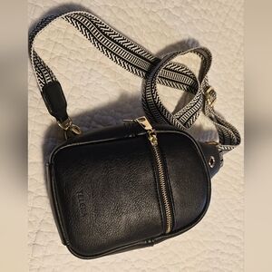 Telena Faux Black Leather Cross Body Sling Bag